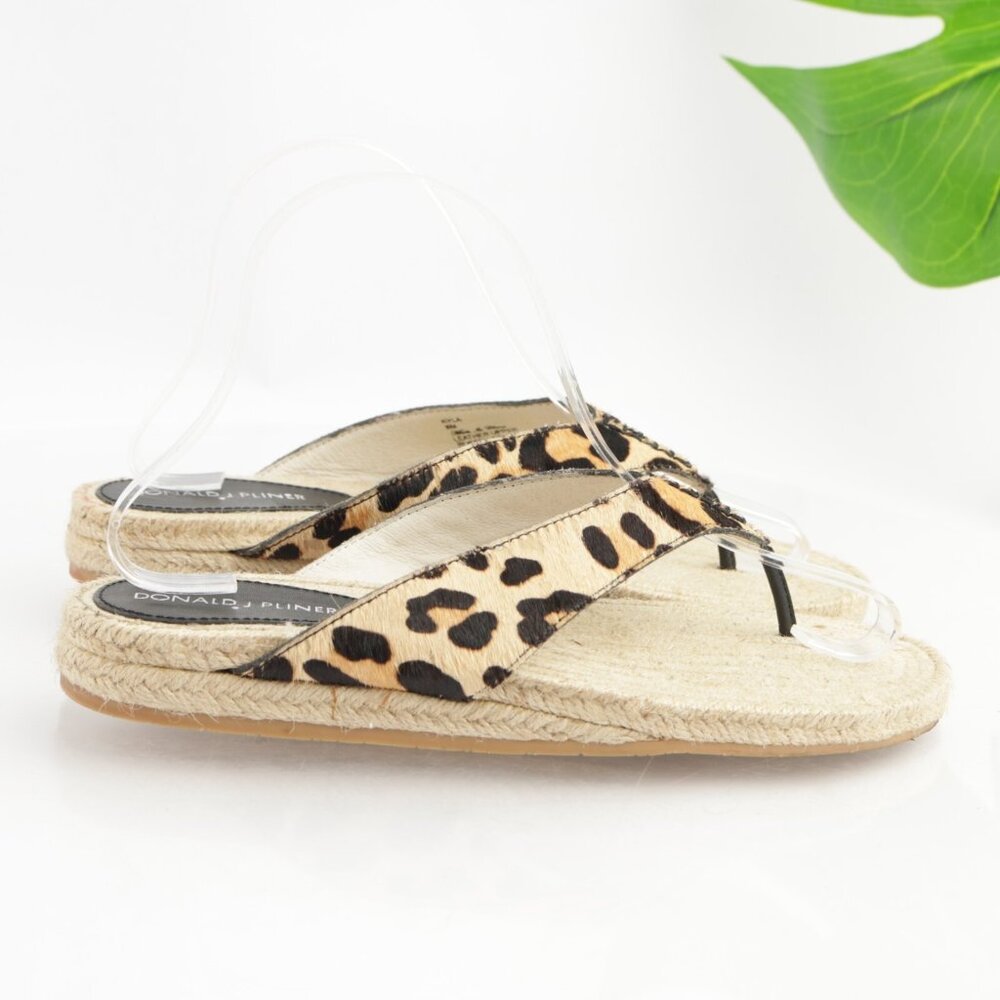 Donald Pliner Womens Kyla Sandal Size 8 Brown Leopard Pony Hair Thong Slide Shoe - Picture 8 of 12